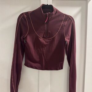 Lululemon Cropped ½ Zip Long Sleeve Size 4 Burgundy